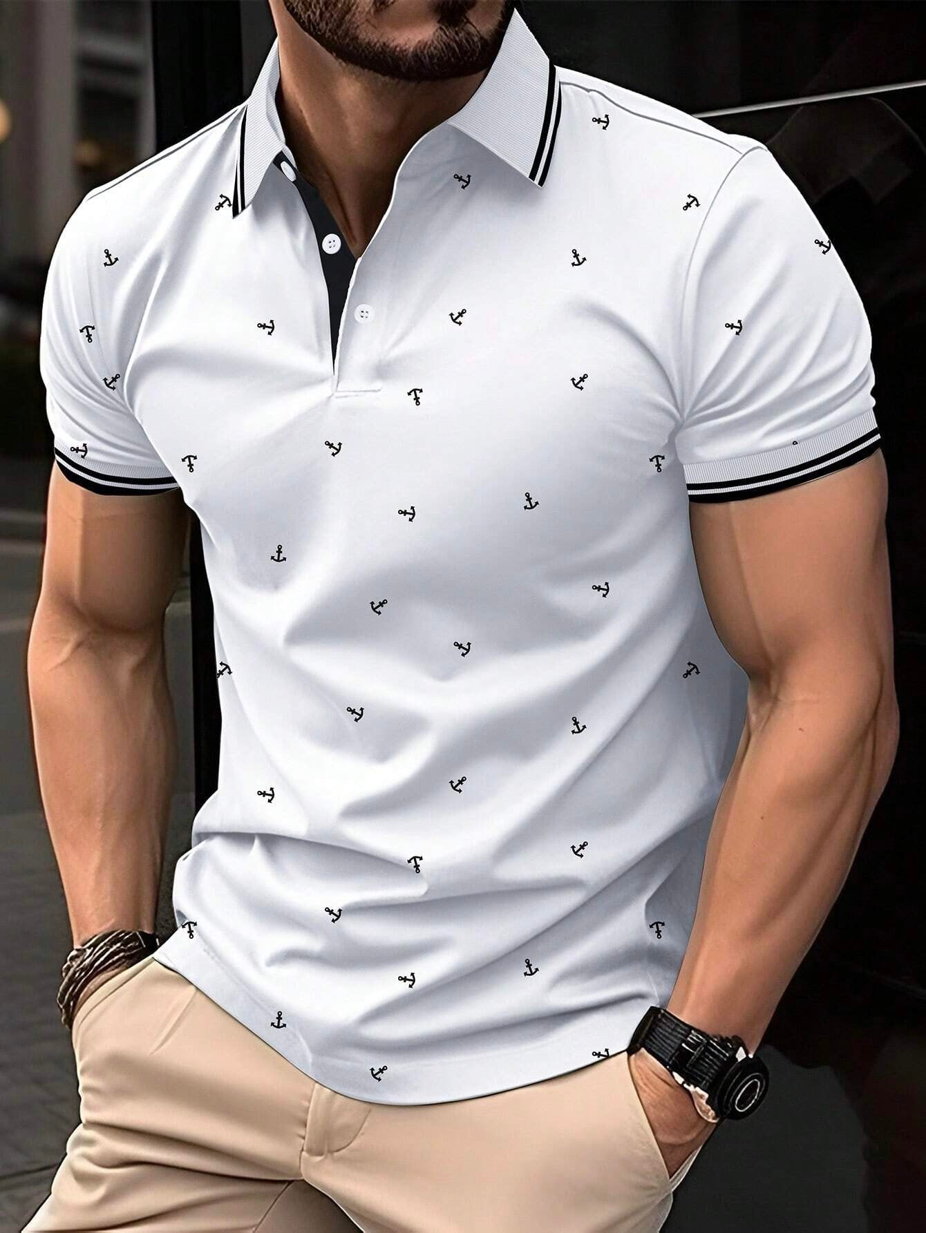 2026 Summer New Style Mens Short-Sleeved Polo Shirt with 3D Pattern Printing - Street Casual Fashion