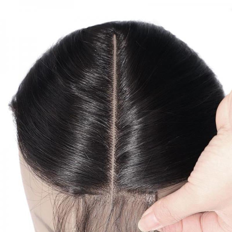 2x6 Straight Human Hair Lace Closure Natural Color Pre-Plucked 100% Brazilian Virgin Hair 10-20 Inch