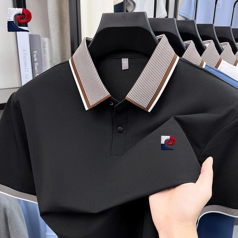 New mens high-quality ice silk short sleeved polo shirt summer fashion casual comfortable breathable