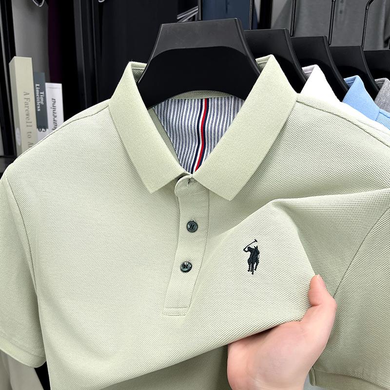 100 pure cotton short sleeved mens polo shirt summer fashion high-end brand pony embroidery golf top