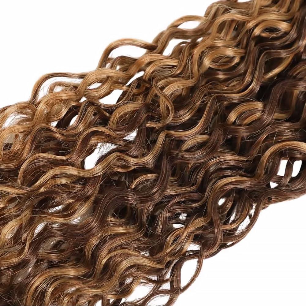 P4/27 Curly Wave Bundles Human Hair Highlight Dark Brown and Honey Blonde Piano Color Mix Brazilian