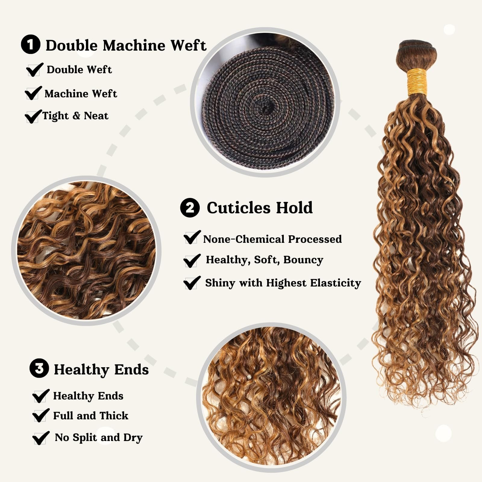 Honey Blonde Highlight Deep Wave Bundles 22 Inch P4/27 Ombre Single Bundles Wet and Wavy Bundle