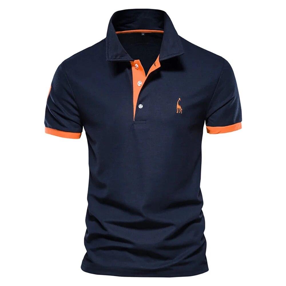 Dropshipping Polo Giraffe Shirt Men Quality Embroidery Summer Short Sleeve Polo Casual Business