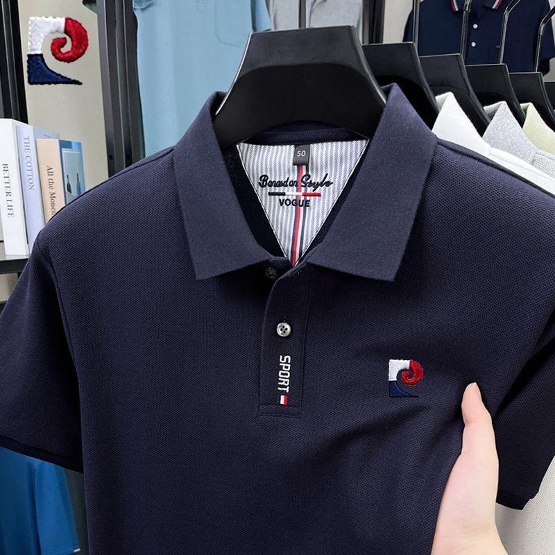 New summer mens high-quality casual short sleeved polo shirt trendy and fashionable sweat absorbing