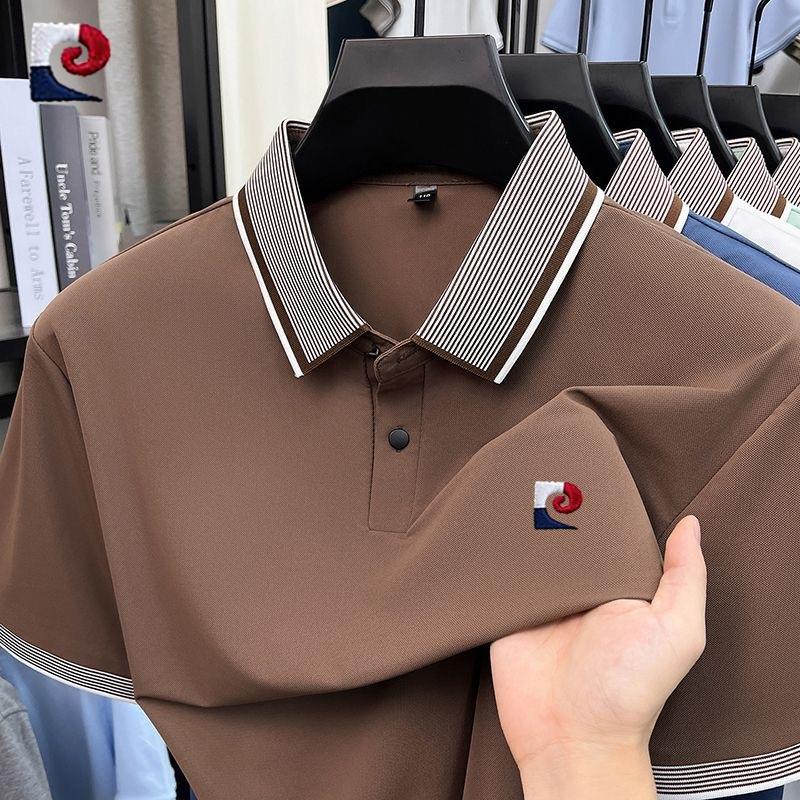 New mens high-quality ice silk short sleeved polo shirt summer fashion casual comfortable breathable