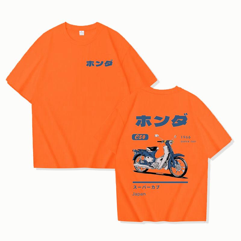 Fashion Loose T-Shirt Retro Summer Cartoon Anime Car Print Unisex Short Sleeve Round Neck Couples