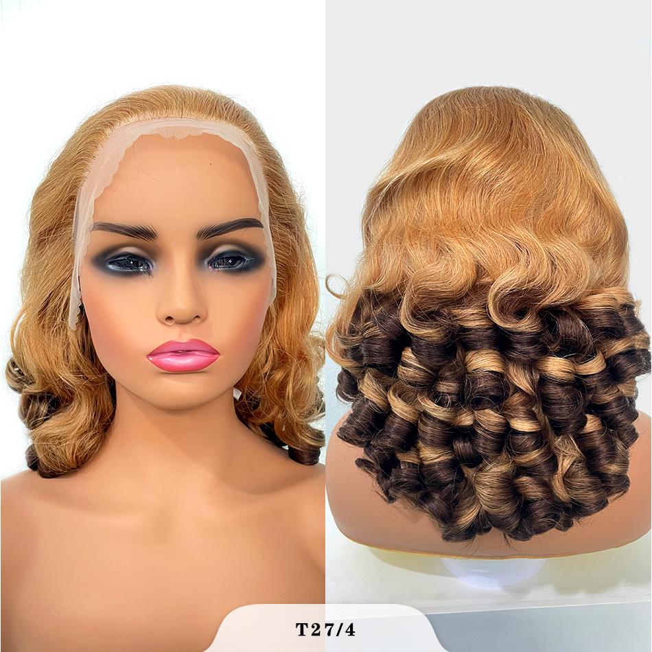 100% Vietnamese Raw Hair Wigs 250 Density Ombre Double Drawn Bouncy Curly Loose Wave 13x4 HD Lace