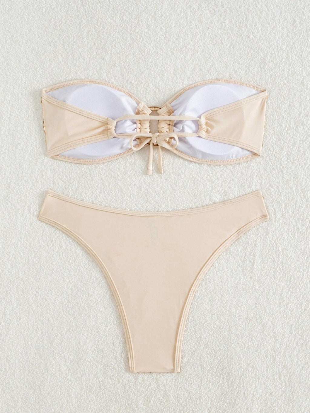 Sexy Bandeau Bikini 2026 Women Shiny Sequin Front Ring Push Up Micro Swimsuit Summer Pink Bathing