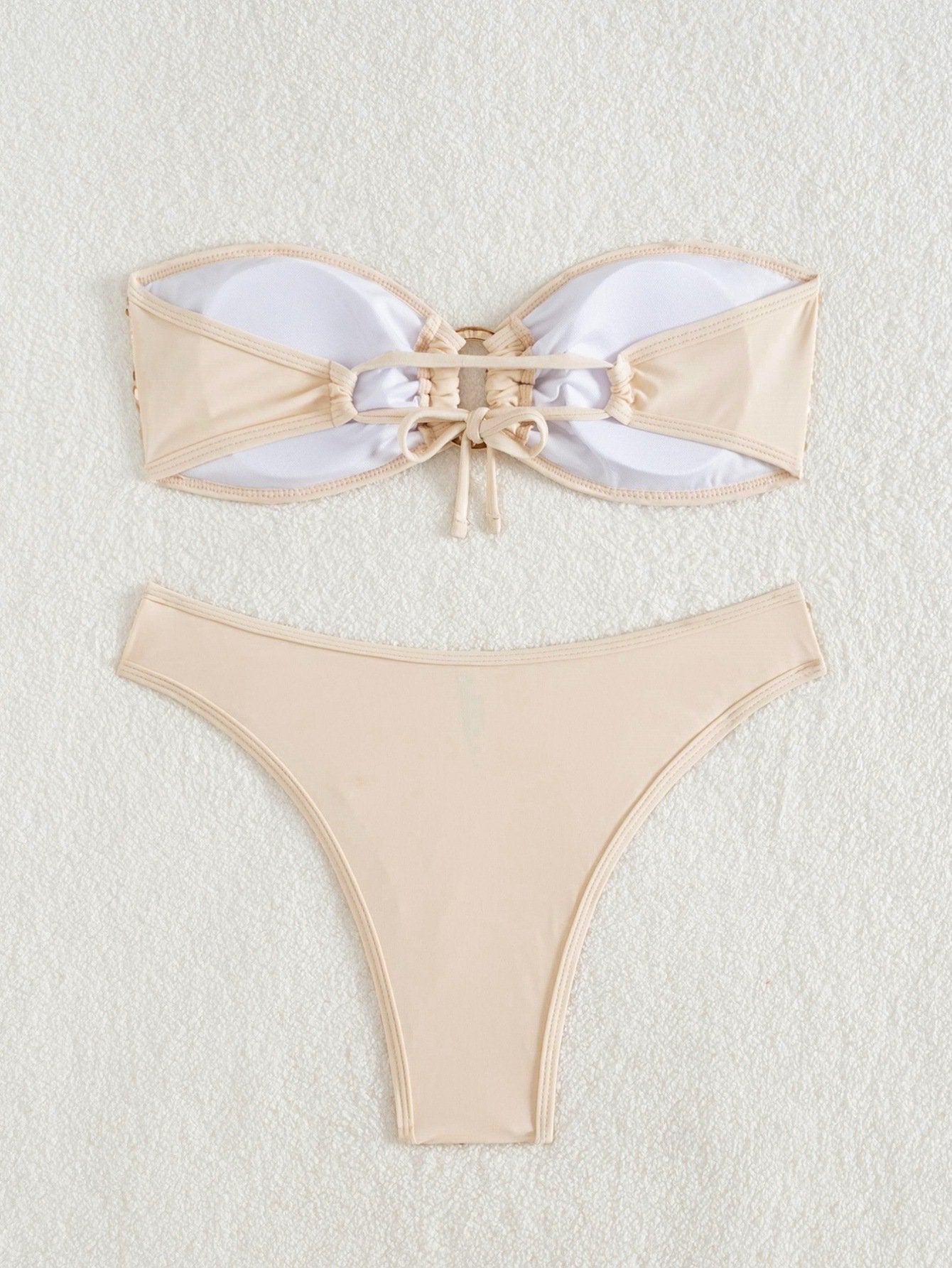 Sexy Bandeau Bikini 2026 Women Shiny Sequin Front Ring Push Up Micro Swimsuit Summer Pink Bathing