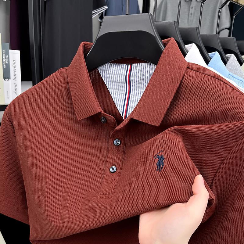 100 pure cotton short sleeved mens polo shirt summer fashion high-end brand pony embroidery golf top