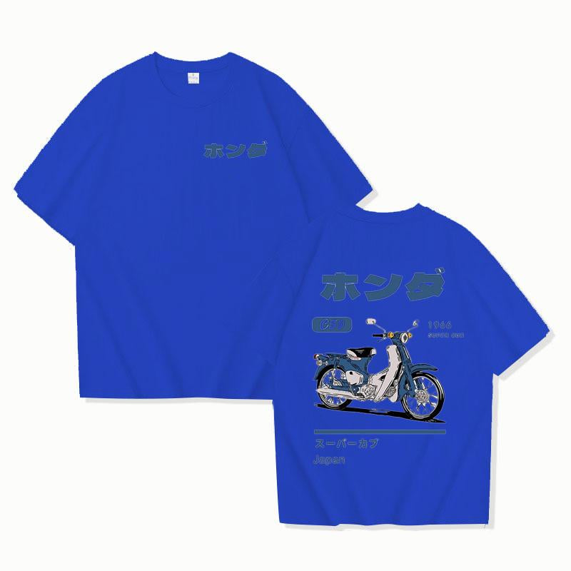 Fashion Loose T-Shirt Retro Summer Cartoon Anime Car Print Unisex Short Sleeve Round Neck Couples