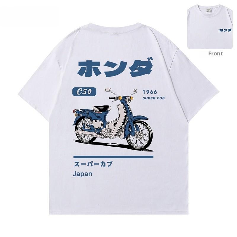 Fashion Loose T-Shirt Retro Summer Cartoon Anime Car Print Unisex Short Sleeve Round Neck Couples
