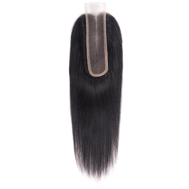2x6 Straight Human Hair Lace Closure Natural Color Pre-Plucked 100% Brazilian Virgin Hair 10-20 Inch