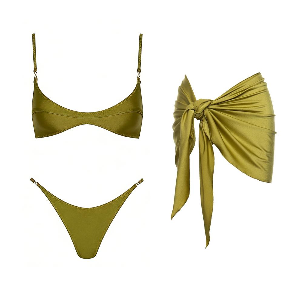 Sexy Braid Bikini Swimsuit with Skirt High Waist Swimwear Women Brazilian Bikini High Leg Bathing