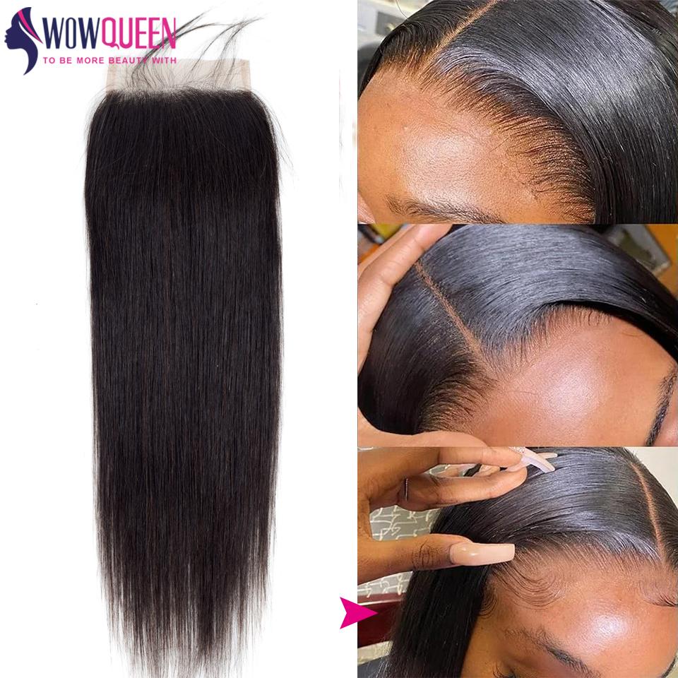 Straight 4x4 5x5 6x6 Lace Closure Only 100% Human Hair Transparent 13x4 Lace Frontal Human Hair Ear