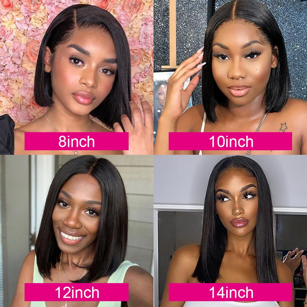 Bone Straight Short Bob Wigs Glueless Lace Front Human Hair Wigs 13x4 HD Transparent Lace Frontal