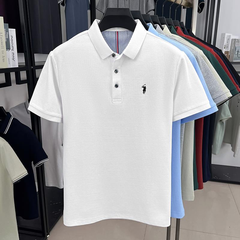 100 pure cotton short sleeved mens polo shirt summer fashion high-end brand pony embroidery golf top