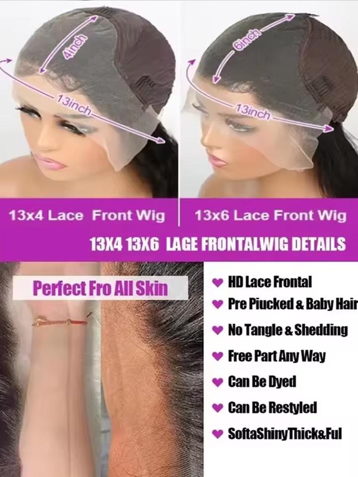 42 Inch 250 Density Bone Straight Lace Frontal Wig Human Hair Wig 13x6 Hd Transparent Lace Frontal