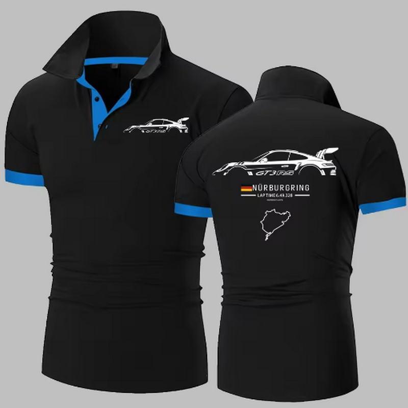 911 GT3 RS Heavyweight Polo Shirt  Nrburgring Track F1 Polos Shirts Mens Solid Color High Quality