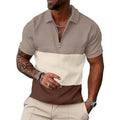 Summer Comfortable Solid Color Mens Zipper Design Short-sleeved Polo Shirt Polyester Fiber