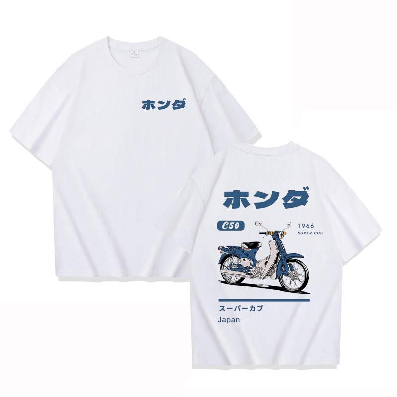 Fashion Loose T-Shirt Retro Summer Cartoon Anime Car Print Unisex Short Sleeve Round Neck Couples