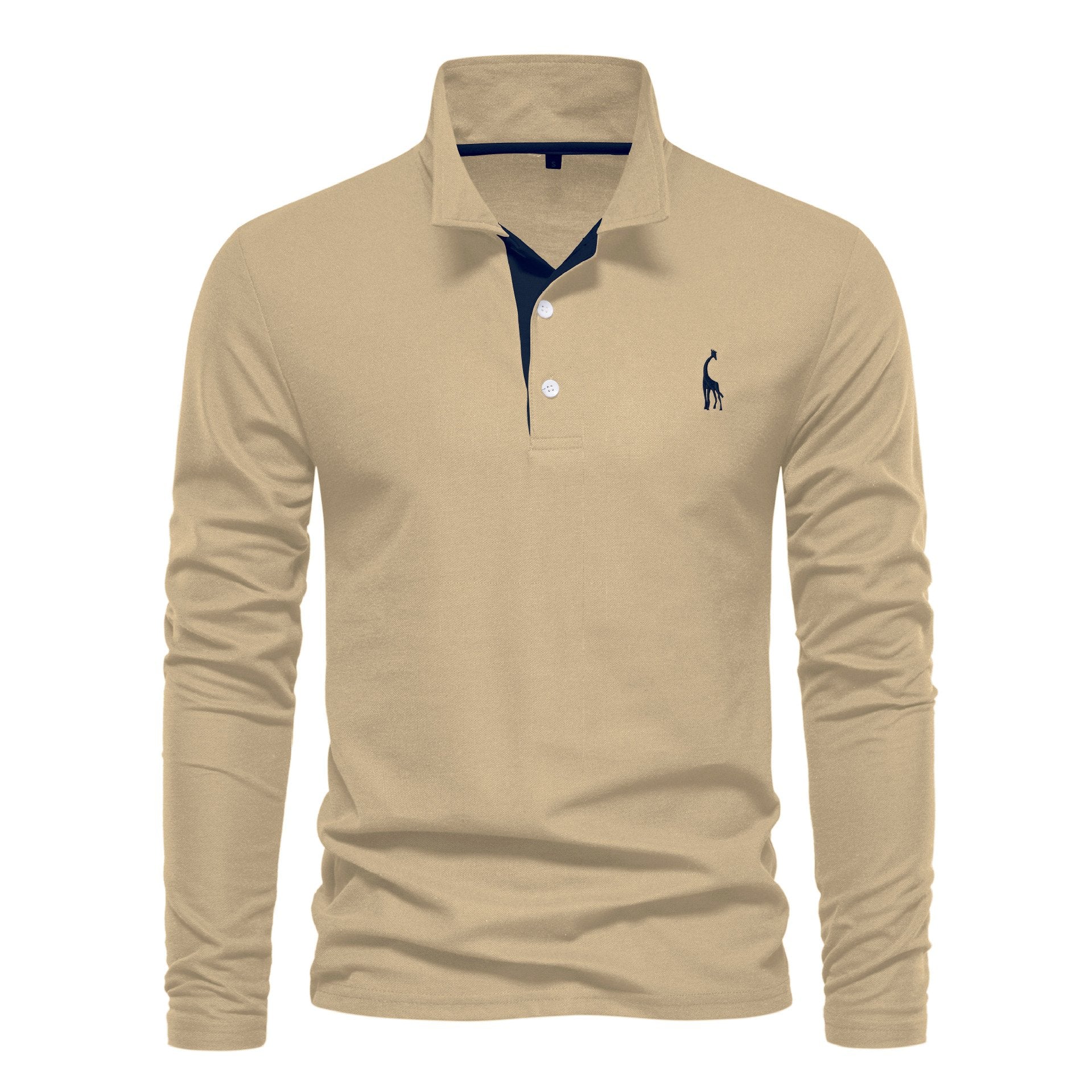Mens long-sleeved embroidered sport polo shirt for spring and autumn casual and fashionable