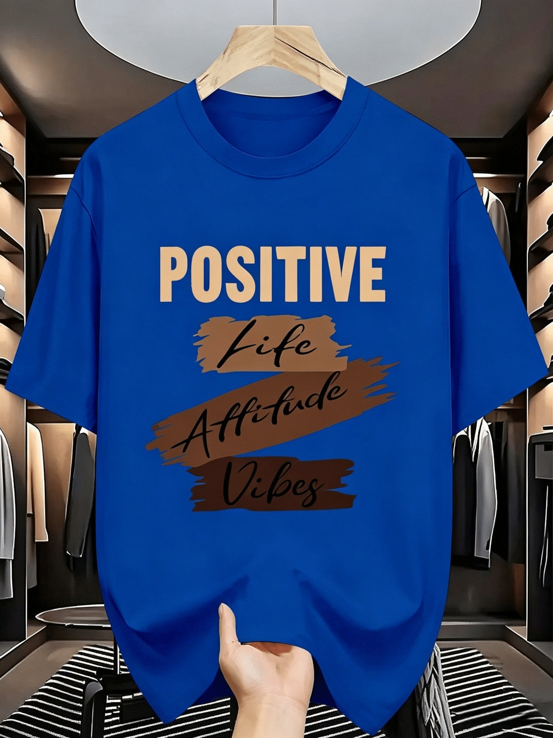 Pure Cotton Positive Energy Print T-Shirt with 8 Color Options - Loose Fit Unisex Short Sleeve