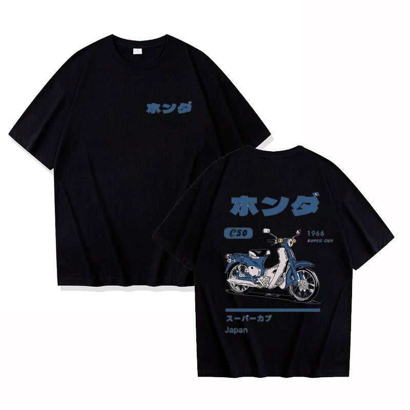 Fashion Loose T-Shirt Retro Summer Cartoon Anime Car Print Unisex Short Sleeve Round Neck Couples