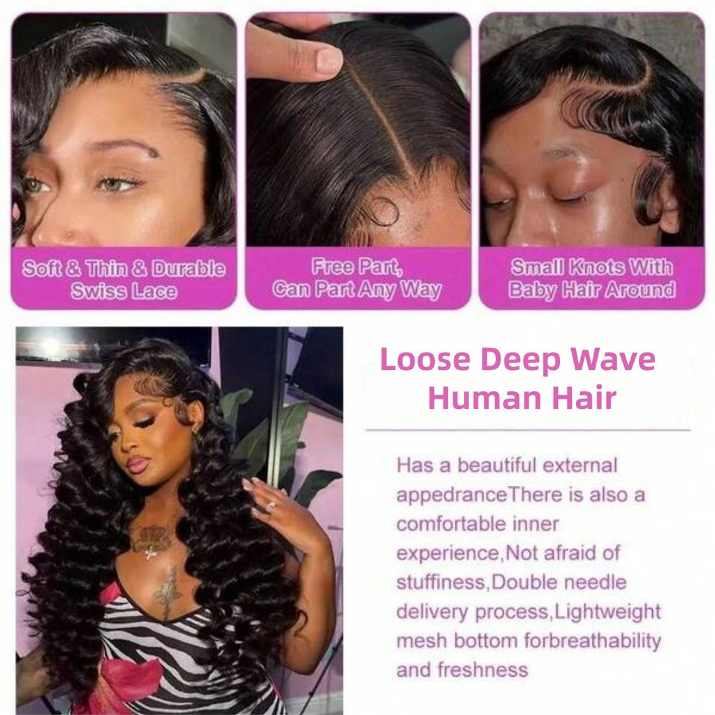 Loose Deep Wear And Go Glueless 5x5 13x6 HD Transparent Lace Front Wigs Pre Plucked Brazilian Human