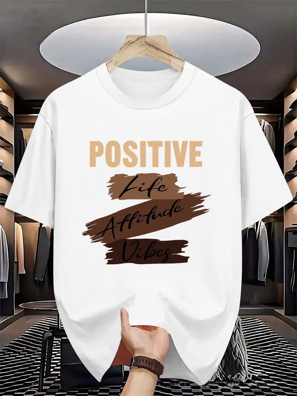 Pure Cotton Positive Energy Print T-Shirt with 8 Color Options - Loose Fit Unisex Short Sleeve
