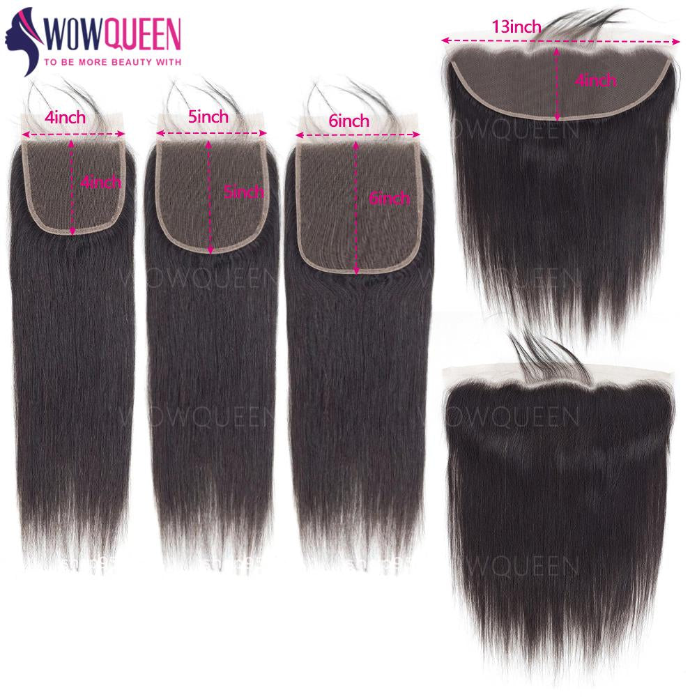 Straight 4x4 5x5 6x6 Lace Closure Only 100% Human Hair Transparent 13x4 Lace Frontal Human Hair Ear