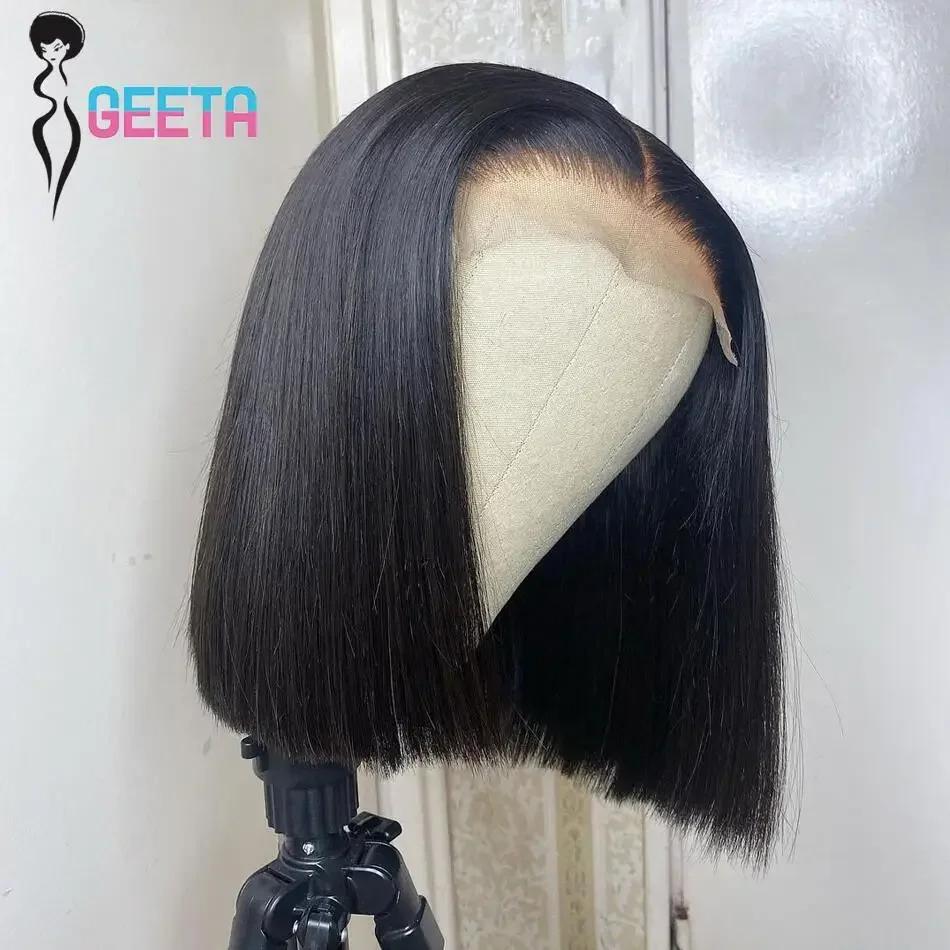Short Bob Wig Transparent Lace Frontal Wigs Human Hair 100% Straight Bob Wigs Pre Plucked 13x4 Lace