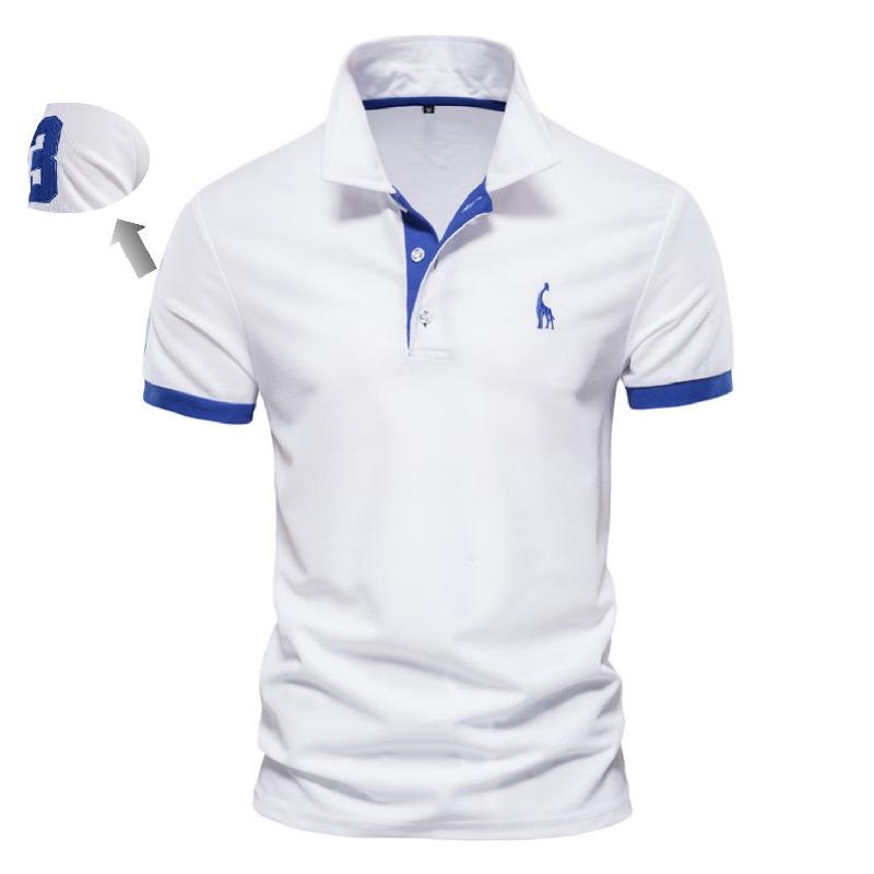 AIOPESON Cotton Mens Polos Giraffe Embroidery Short Sleeve Polo Shirts for Men High Quality Brand
