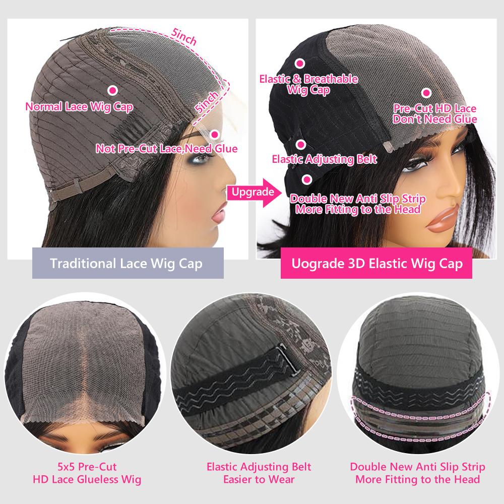 Wear and Go Glueless Wig Bob Human Hair Straight Short Bob Wig Human Hair Gluleless Wigs For