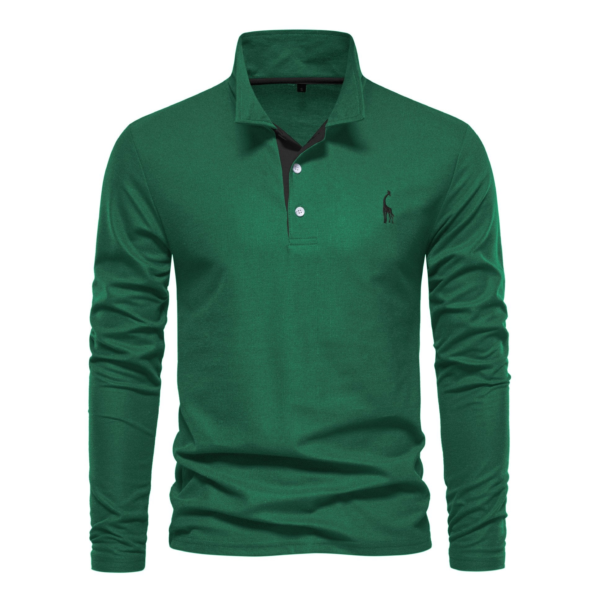 Mens long-sleeved embroidered sport polo shirt for spring and autumn casual and fashionable