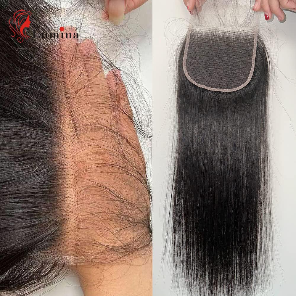 Straight Lace Closure Only Straight Human Hair Real HD Transparent Lace Frontals 4x4 Lace Closure