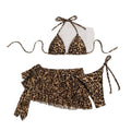 Leopard Print 3-Piece Bikini Set for Women Sexy Swimsuit Beach Party Swimwear Summer Tankini Beach