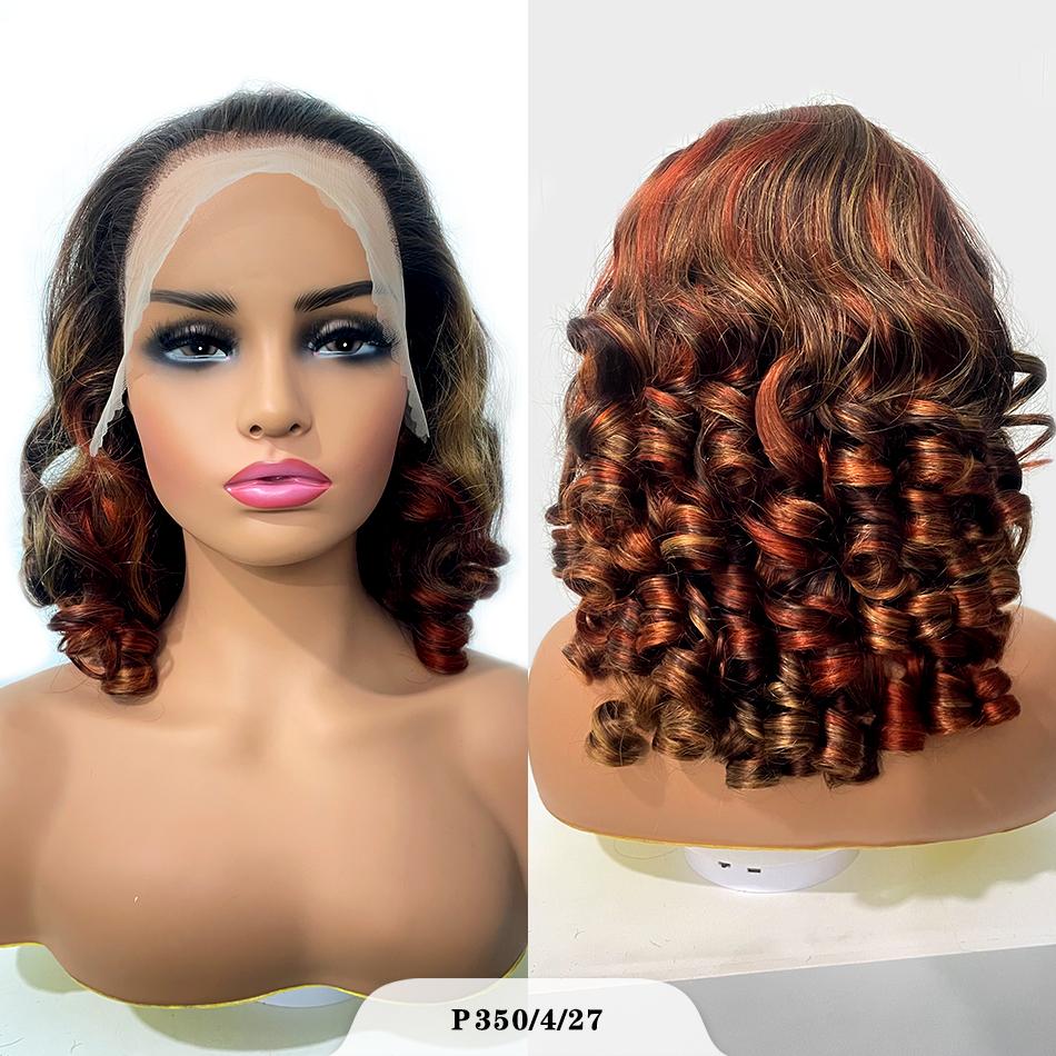 100% Vietnamese Raw Hair Wigs 250 Density Ombre Double Drawn Bouncy Curly Loose Wave 13x4 HD Lace
