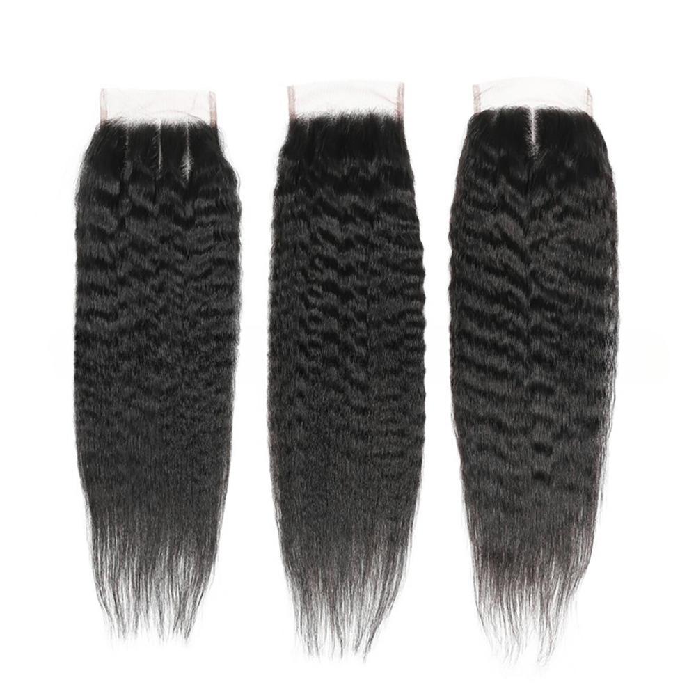 4x4 5x5 Kinky Straight Human Hair Lace Closure Brazilian Virgin Hair Pre-Plucked Transparent Swiss