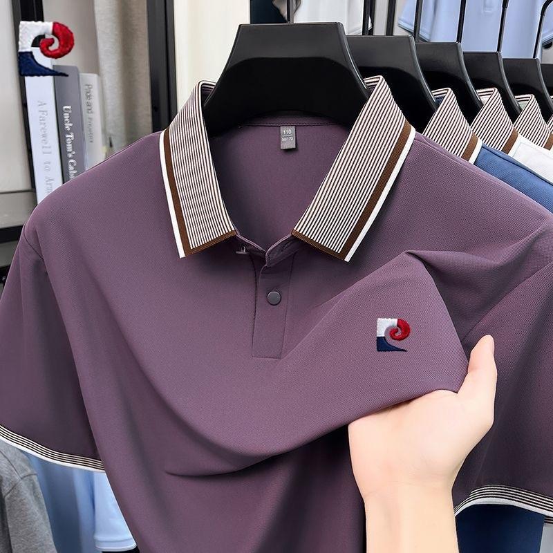 New mens high-quality ice silk short sleeved polo shirt summer fashion casual comfortable breathable