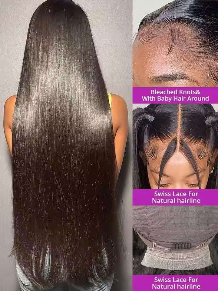 42 Inch 250 Density Bone Straight Lace Frontal Wig Human Hair Wig 13x6 Hd Transparent Lace Frontal