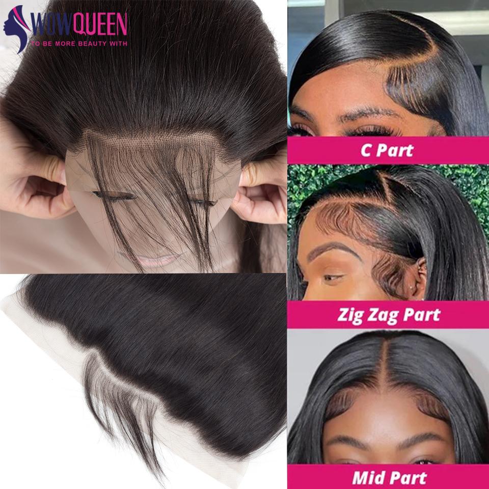 Straight 4x4 5x5 6x6 Lace Closure Only 100% Human Hair Transparent 13x4 Lace Frontal Human Hair Ear