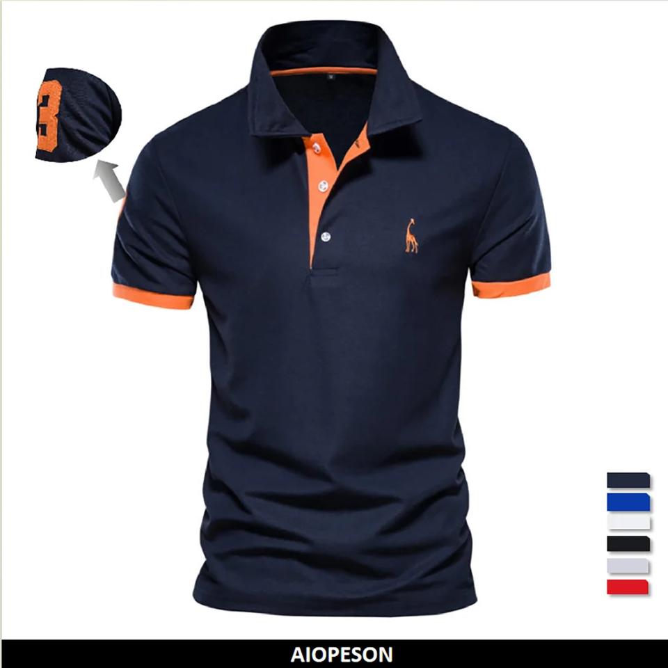 Dropshipping Polo Giraffe Shirt Men Quality Embroidery Summer Short Sleeve Polo Casual Business