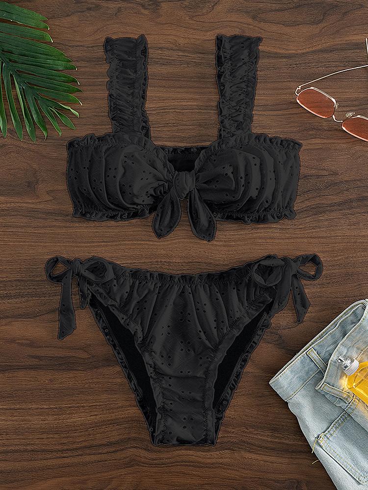 Circyy Ruffle Bikini Set Women Sexy Swimsuit Two-Piece Lace Up Bow Backless Female Swimwear Bathing