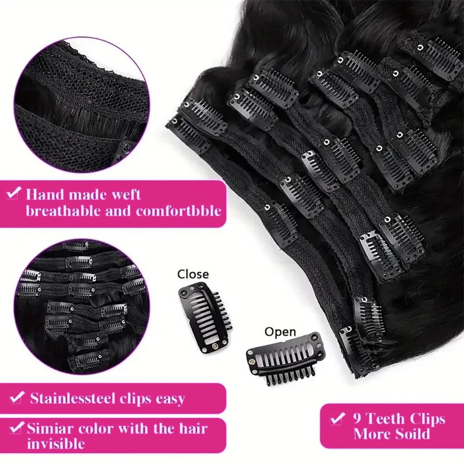 Clip In Hair Extensions Brazilian Body Wave 100% Unprocessed Brazilian Remy Virgin Human Hair Clip