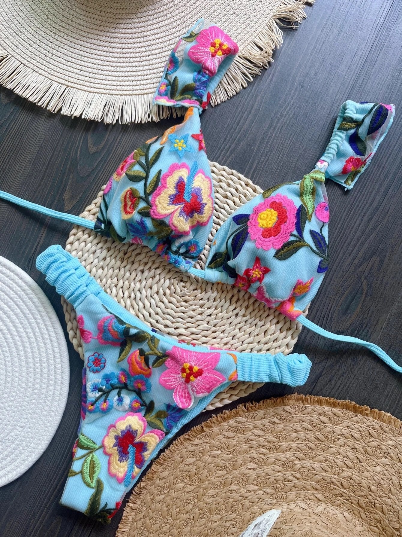 RUOTONSEPT 2026 New Sexy Handmade Embroidery Bikini Set Women's Swimsuit Triangle Swimwear Bathing