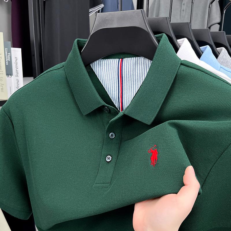 100 pure cotton short sleeved mens polo shirt summer fashion high-end brand pony embroidery golf top