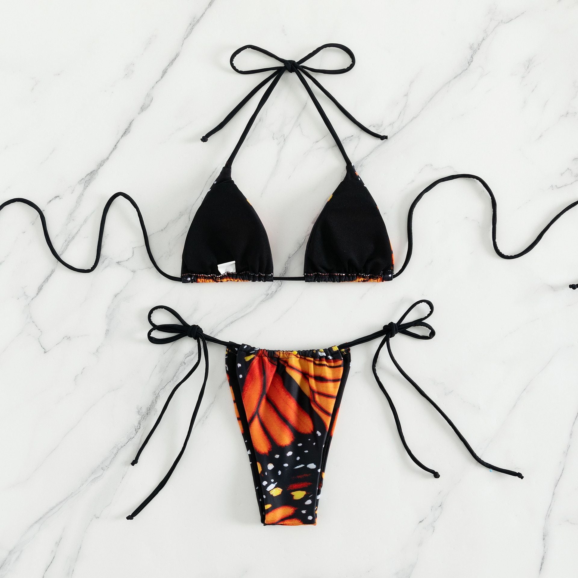Sexy women butterfly print halter string micro bikini sets two pieces swimsuit Swimwear bathing suit