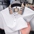 Fashion brand luxury short sleeve polo shirt men summer quality silky cotton breathable business