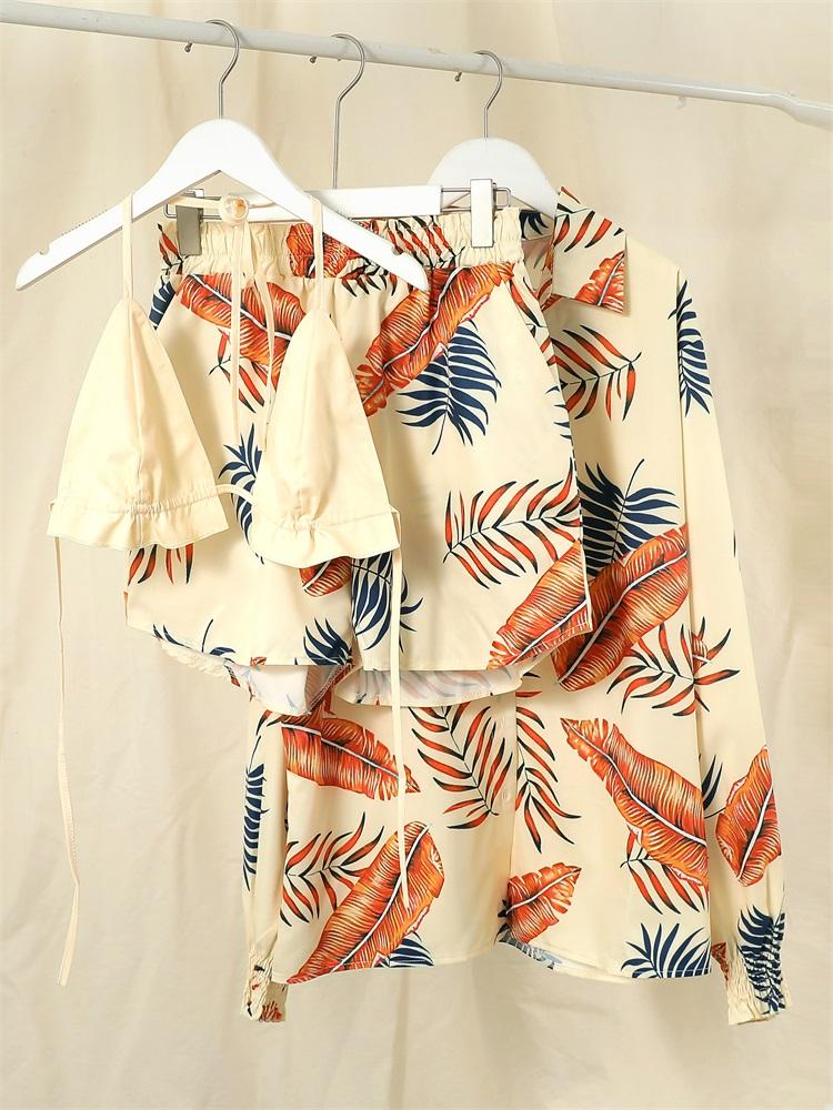 2026 New Bathing Suit Shorts Cover Up Summer Three Pieces Swimwear Sexy Beachwear High Waist Bikini